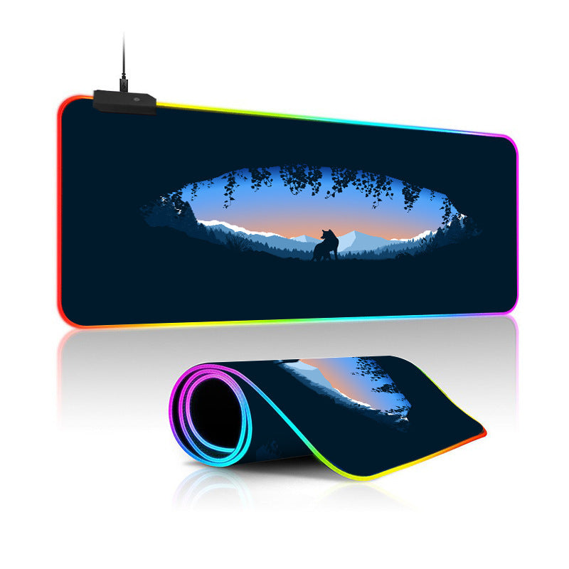 Oversized Simple Landscape Painting RGB Luminous Mouse Pad