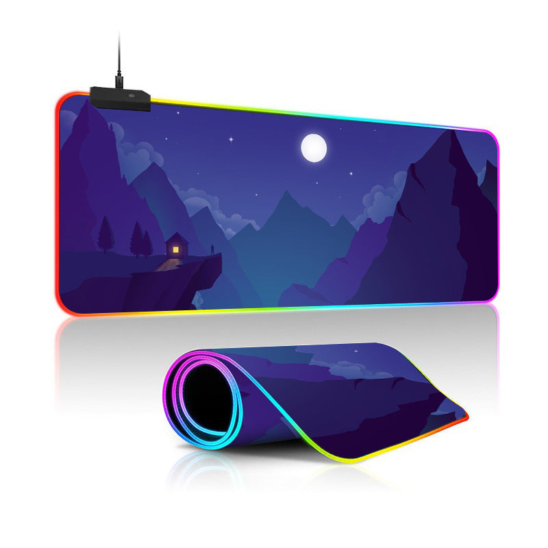 Oversized Simple Landscape Painting RGB Luminous Mouse Pad