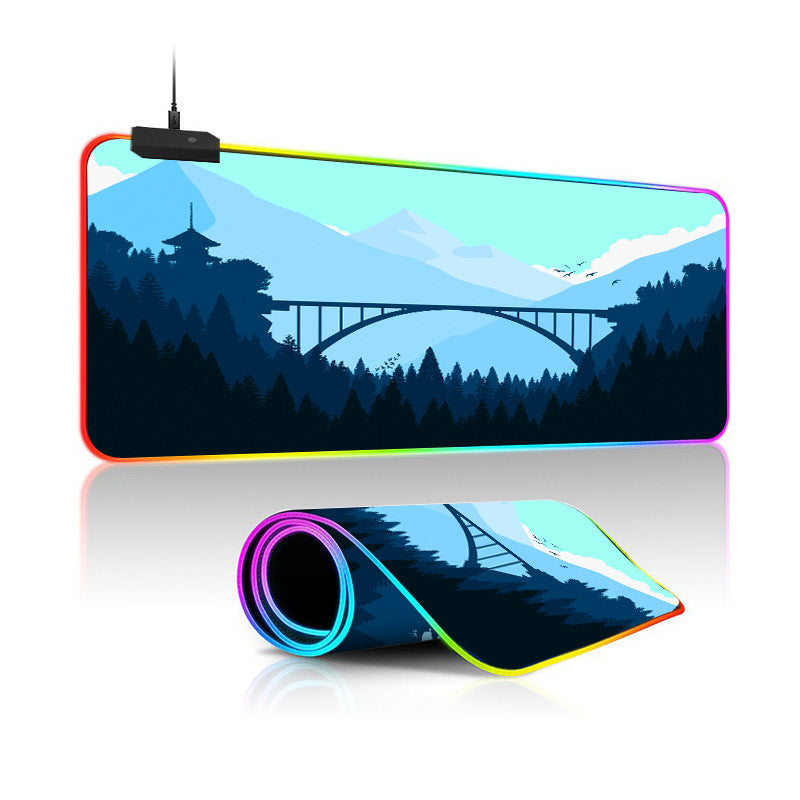 Oversized Simple Landscape Painting RGB Luminous Mouse Pad