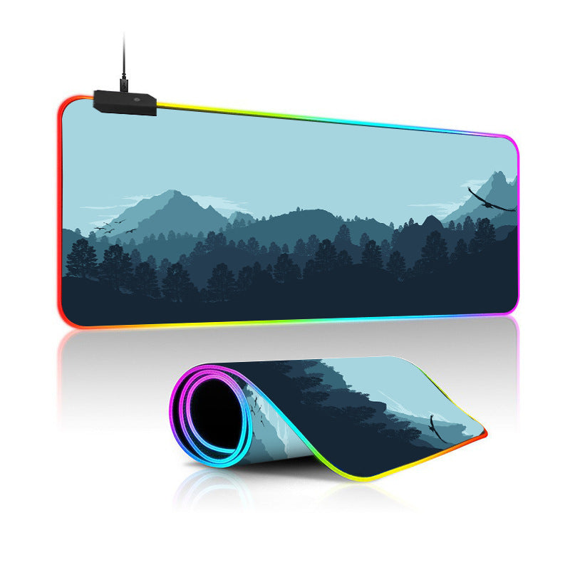 Oversized Simple Landscape Painting RGB Luminous Mouse Pad