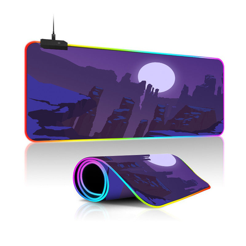 Oversized Simple Landscape Painting RGB Luminous Mouse Pad