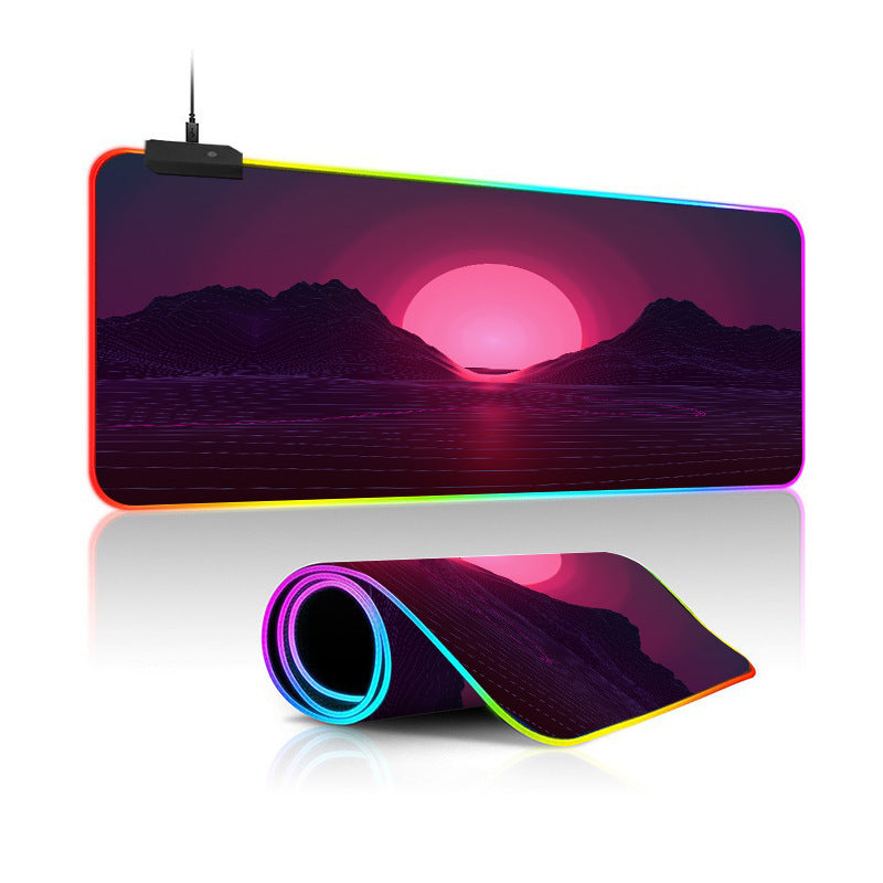 Oversized Simple Landscape Painting RGB Luminous Mouse Pad