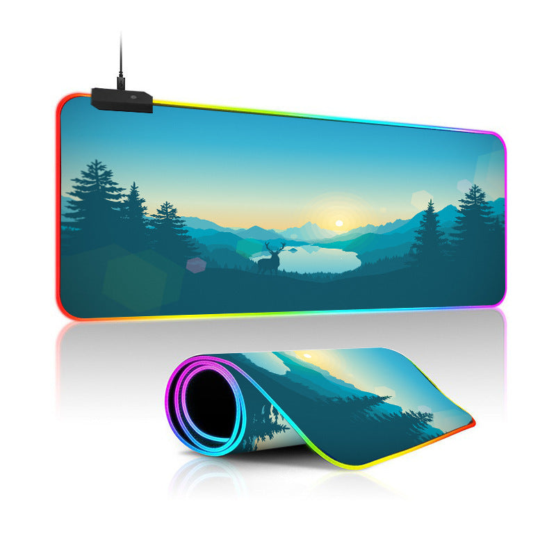 Oversized Simple Landscape Painting RGB Luminous Mouse Pad