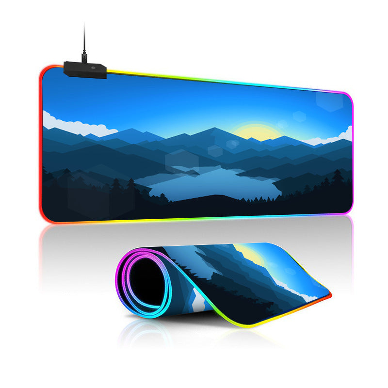 Oversized Simple Landscape Painting RGB Luminous Mouse Pad