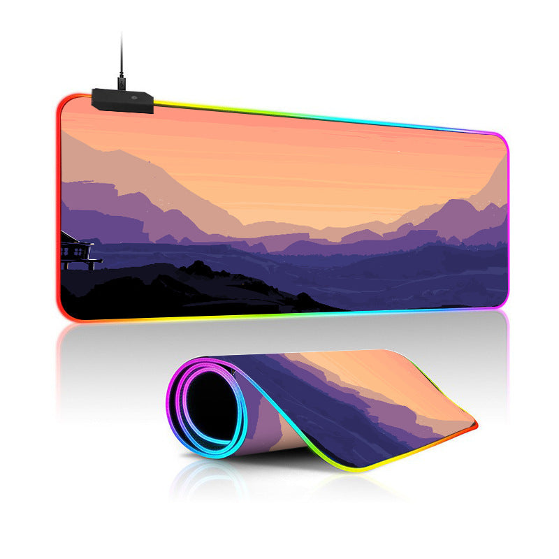 Oversized Simple Landscape Painting RGB Luminous Mouse Pad
