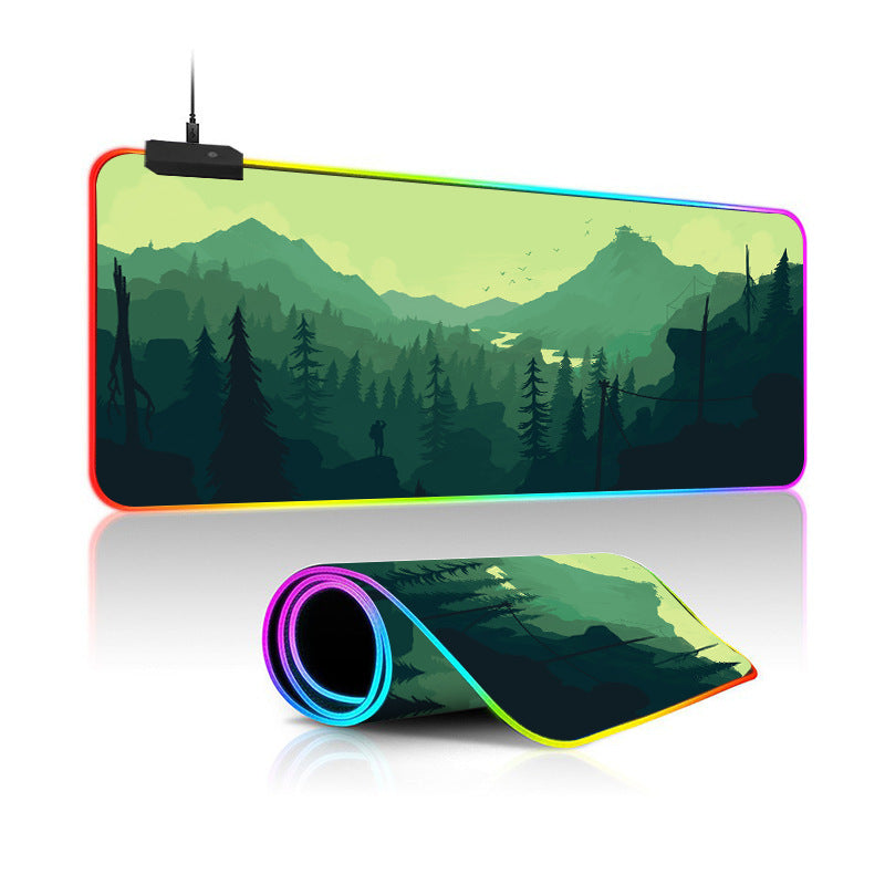 Oversized Simple Landscape Painting RGB Luminous Mouse Pad