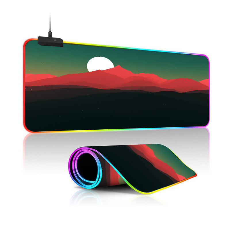 Oversized Simple Landscape Painting RGB Luminous Mouse Pad