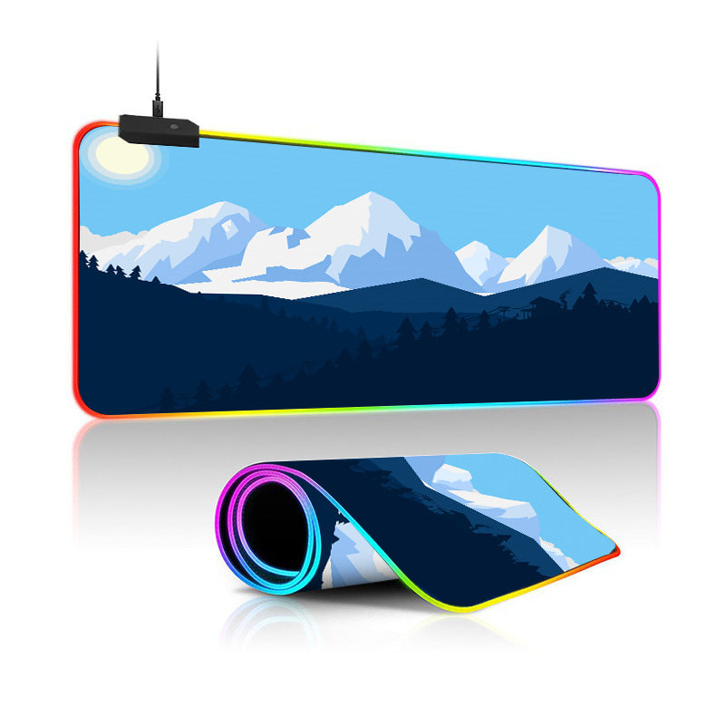 Oversized Simple Landscape Painting RGB Luminous Mouse Pad
