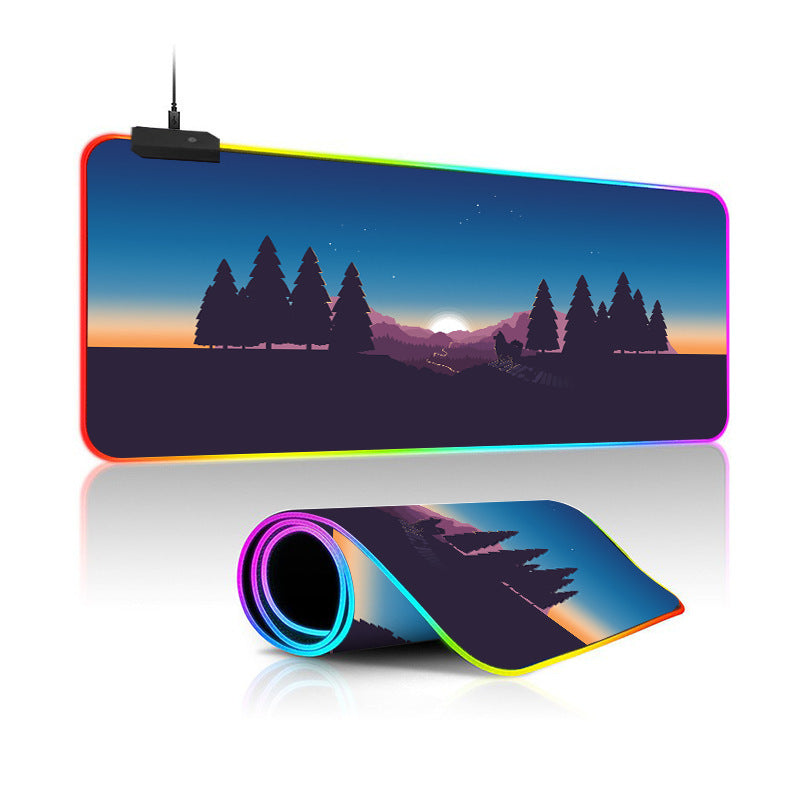 Oversized Simple Landscape Painting RGB Luminous Mouse Pad